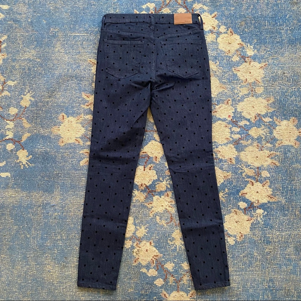 Madewell 9" High Rise Skinny Jeans Flocked Polka Dots Edition 27 - Picture 4 of 6